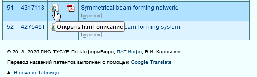 Иконка, при нажатии на которую открывается html-описание патента